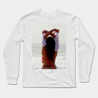 Girl at the beach getting ready for a bath Long Sleeve T-Shirt